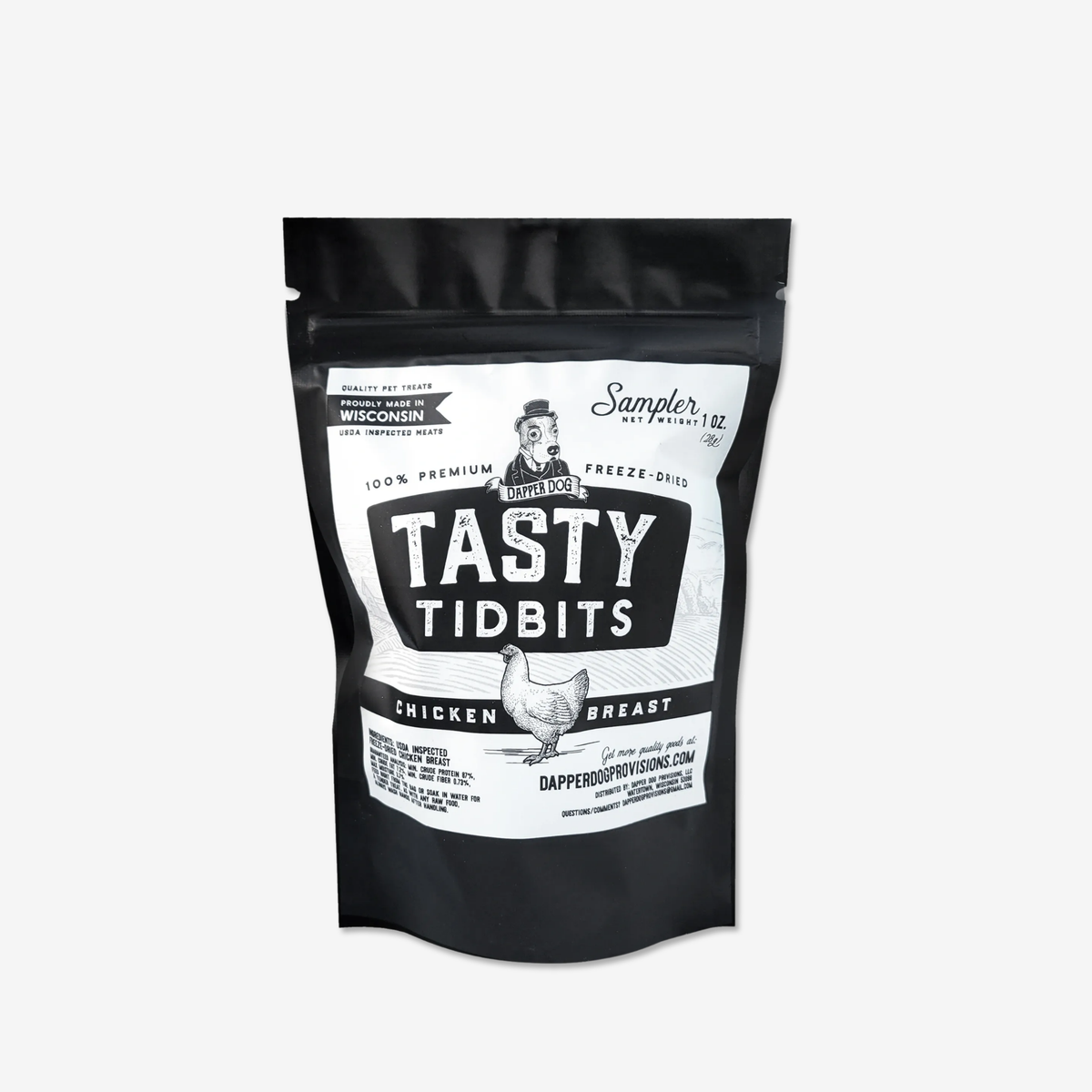 Dapper Dog Chicken Breast Tasty Tidbits 1 oz sampler bag