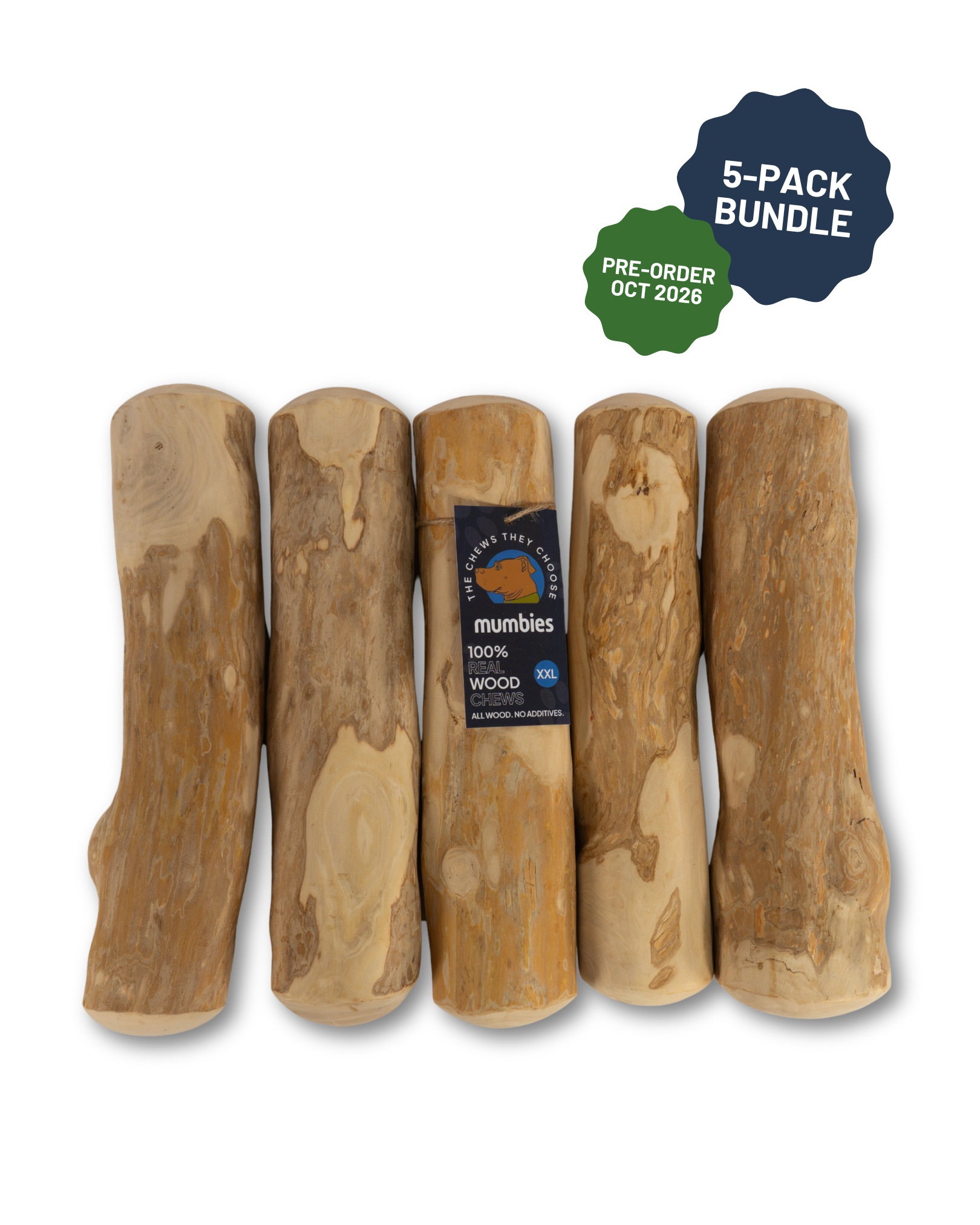 5-pack bundle of XXL Mumbies Original Chews with tag and pre-order badge