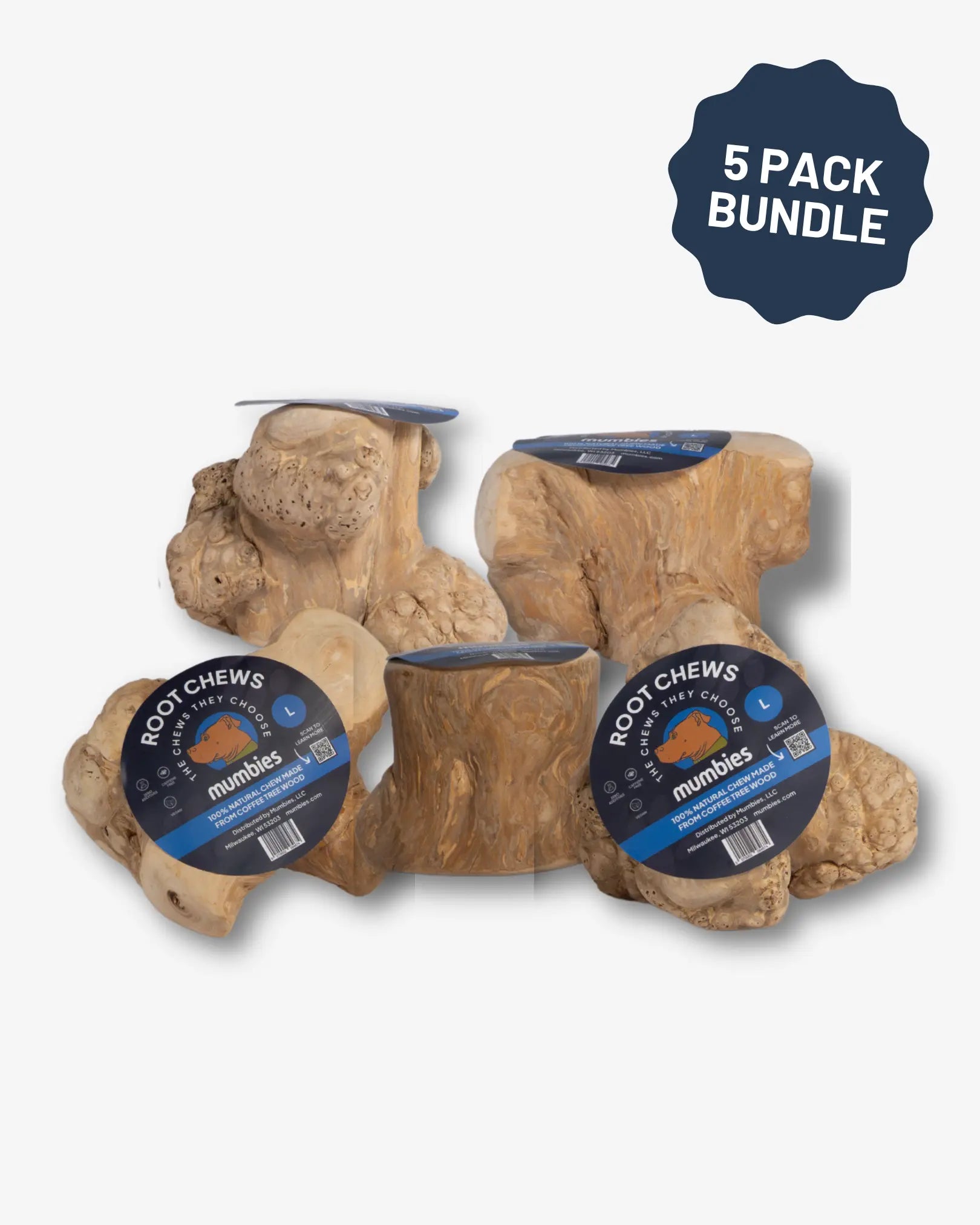 Root Chewing Coffee Wood Root Chews for Dogs by Mumbies