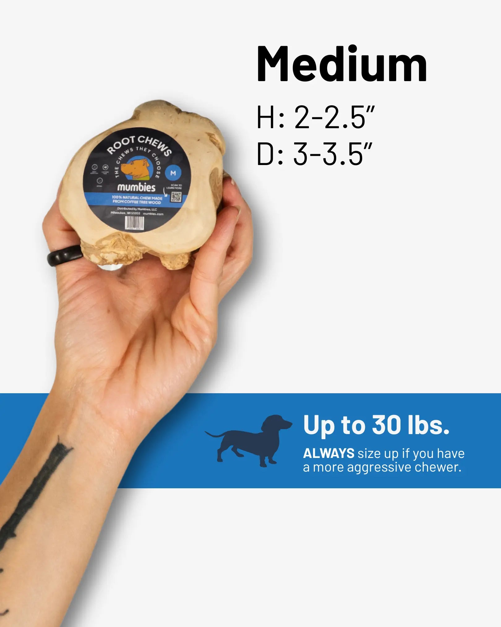 Root Chewing Coffee Wood Root Chews for Dogs by Mumbies